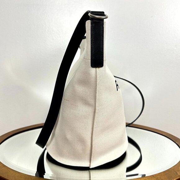 SAINT LAURENT Rive Gauche Bucket Bag in White Linen - Picture 8 of 17